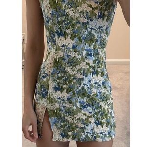 Reformation Blue and Green Floral Mini Dress